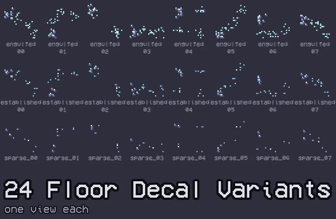 24 floor decal variants, one view each.